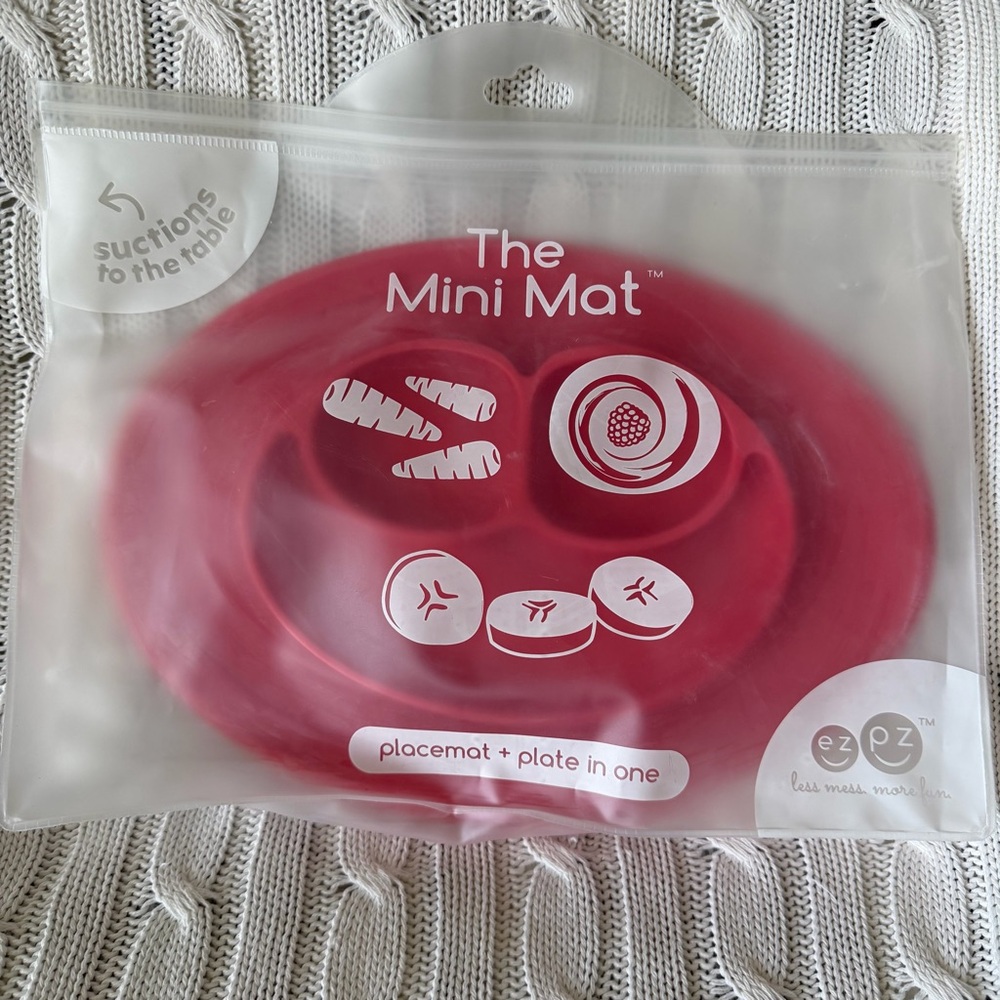 EZPZ Mini Mat Baby Placemat NEW Food Bowl Plate Silicone Suction Meal Time Red